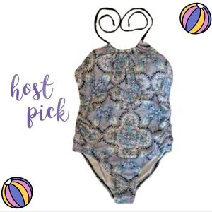 🌿🎉HP🎉 Alisha Levine Keyhole Halter Paisley Print One Piece Suit [14]🌿
